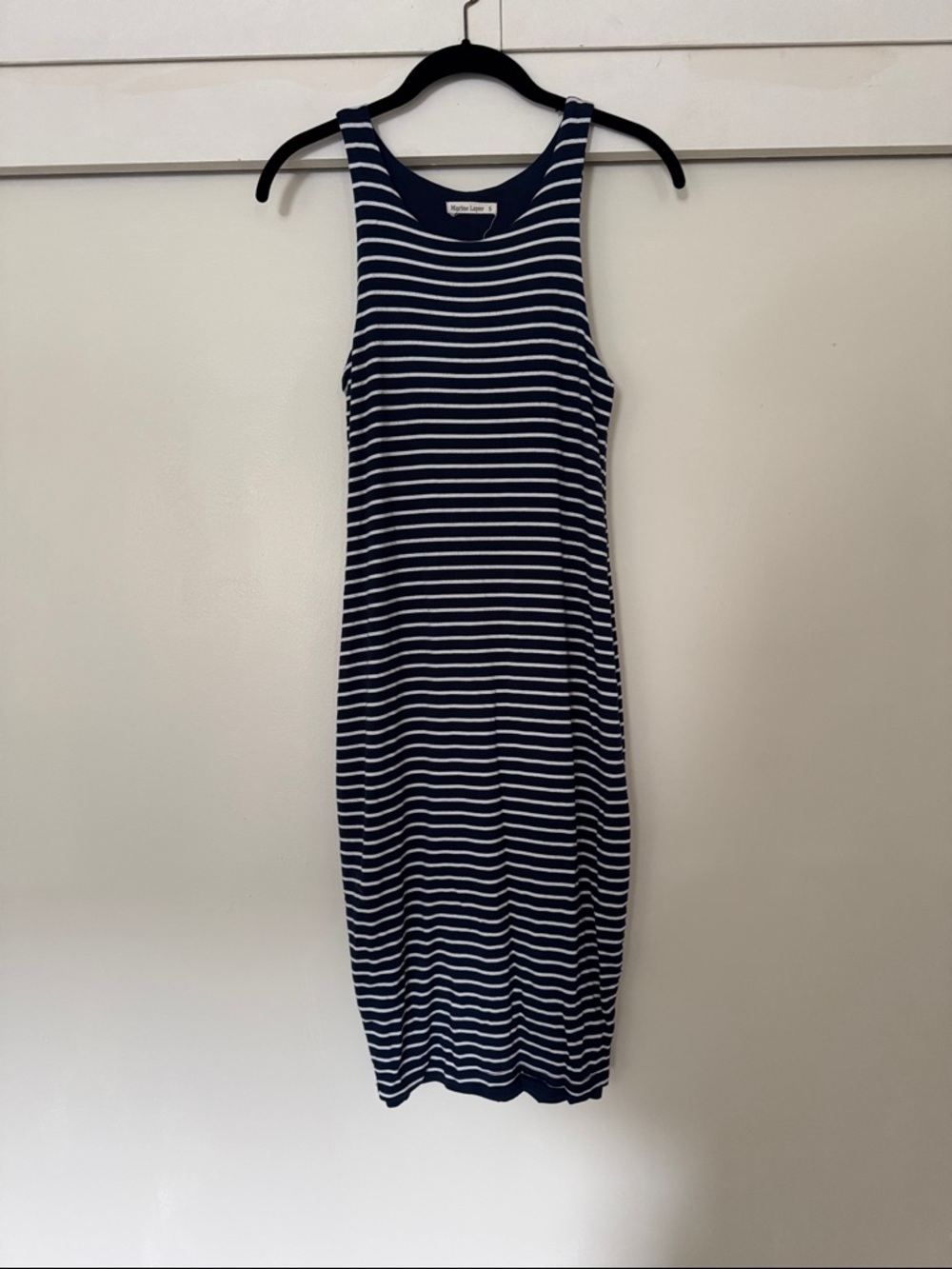 Marine Layer Striped Navy and White Sleeveless Midi Dress